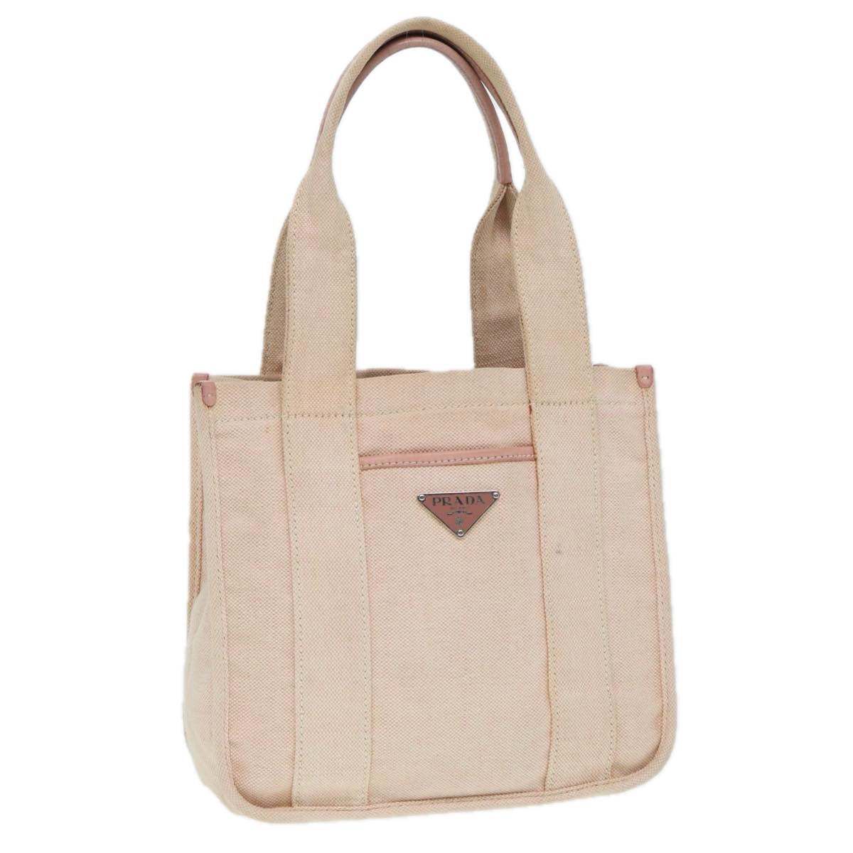 PRADA Hand Bag Canvas Pink Silver Auth