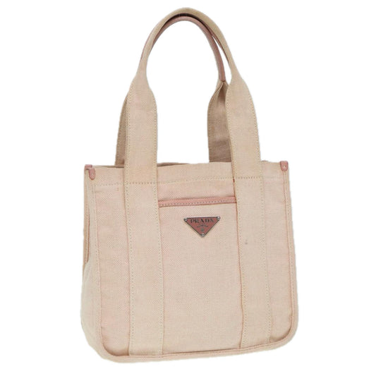 PRADA Hand Bag Canvas Pink Silver Auth
