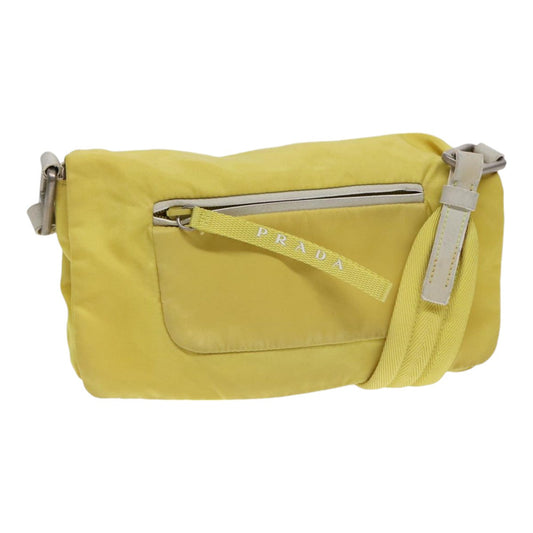 PRADA Shoulder Bag Nylon Yellow Silver Auth