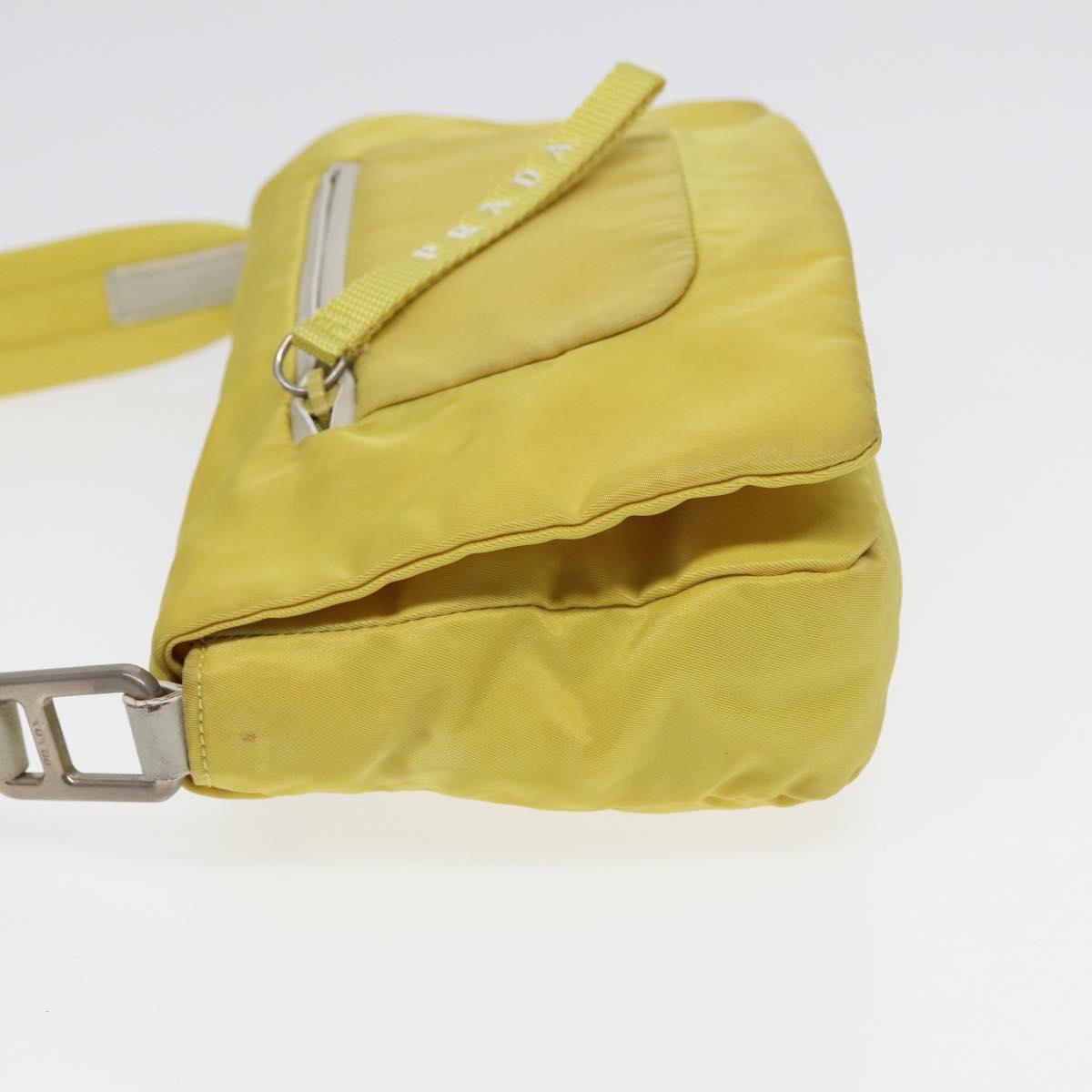 PRADA Shoulder Bag Nylon Yellow Silver Auth