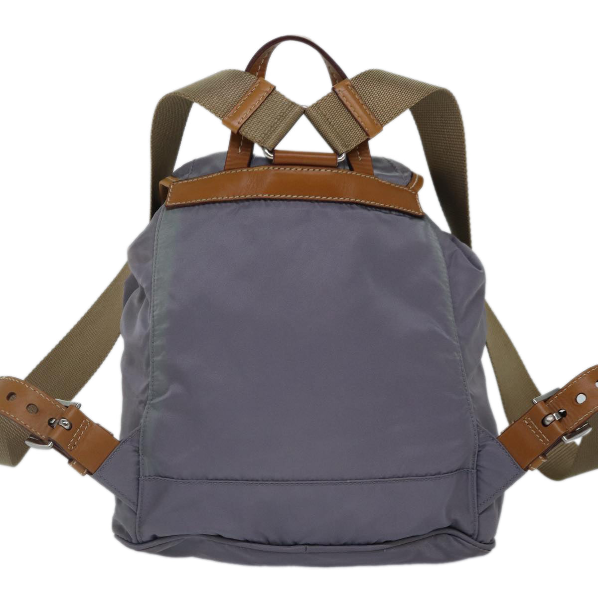 PRADA Backpack Nylon Leather Purple Gray Silver Auth