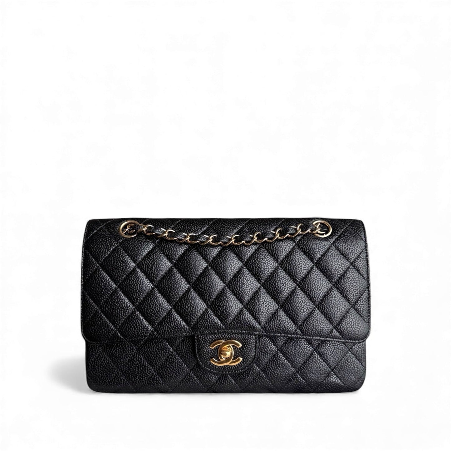 Chanel Classic Flap Medium - Caviar 25CM Quilted Black Gold Hardware Series 12