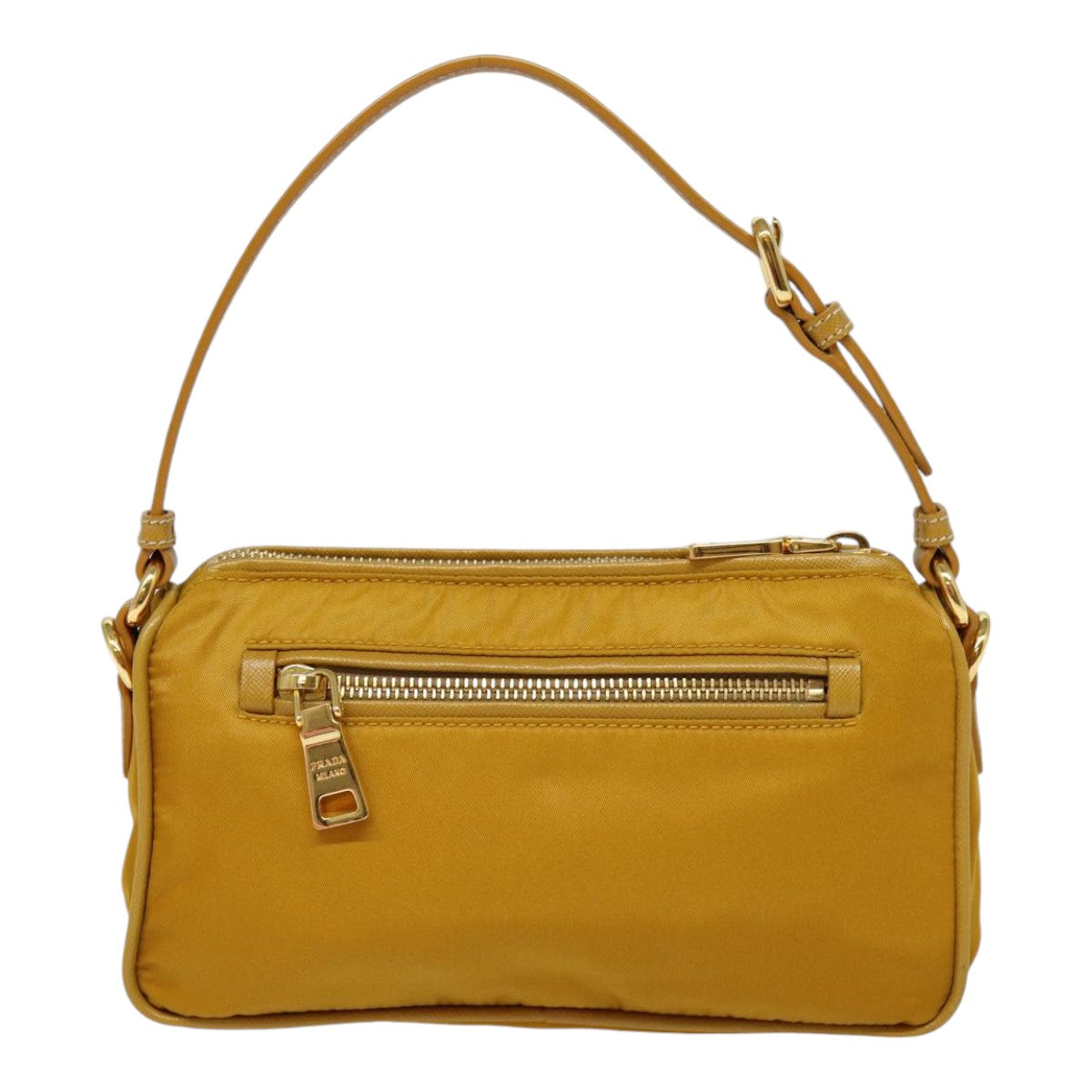 PRADA Hand Bag Nylon Yellow Gold Auth
