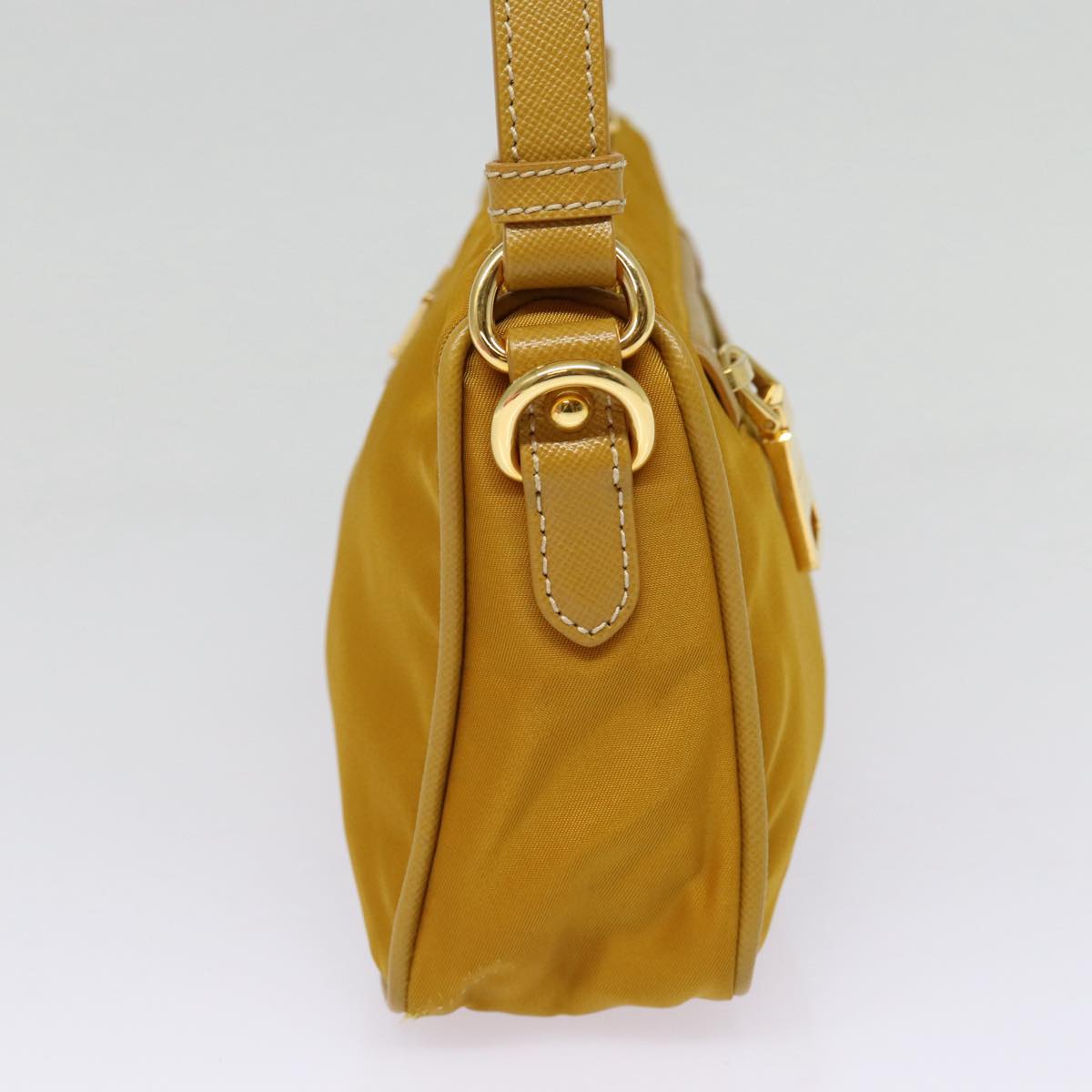PRADA Hand Bag Nylon Yellow Gold Auth