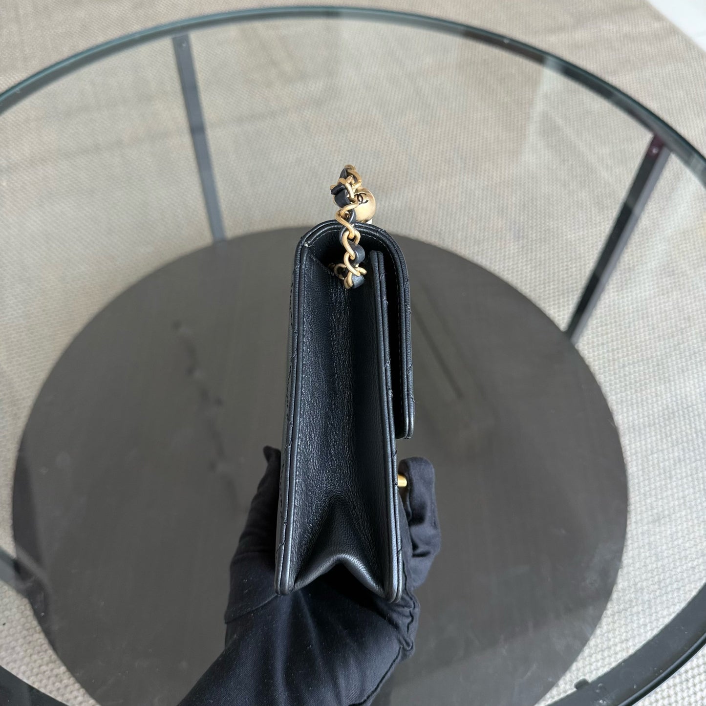 Chanel Mini Flap Chic Pearl Lambksin Black Bag Gold Hardware Series 28