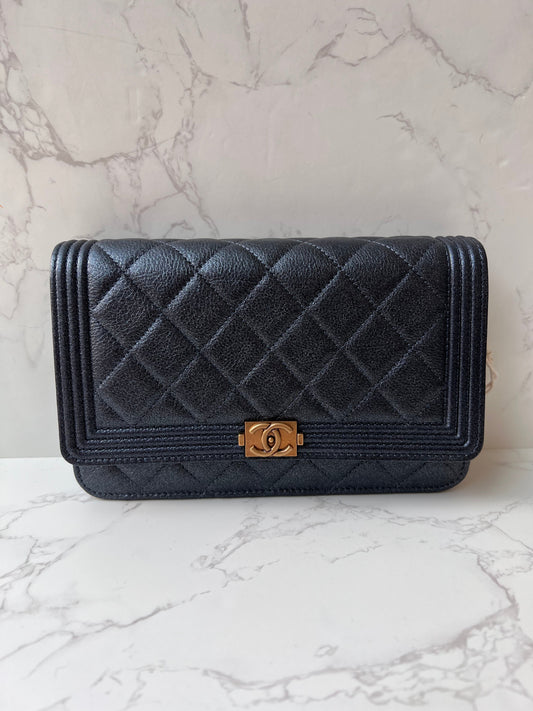Chanel Boy WOC Iridescent Navy GHW SYCYR185
