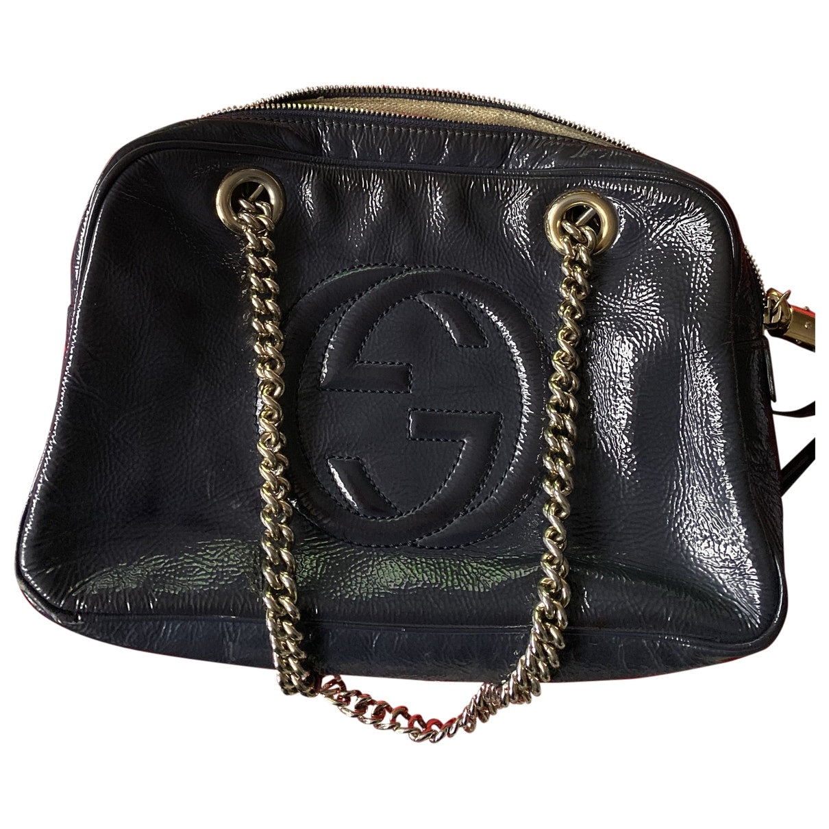 Gucci soho blue patent leather handbag