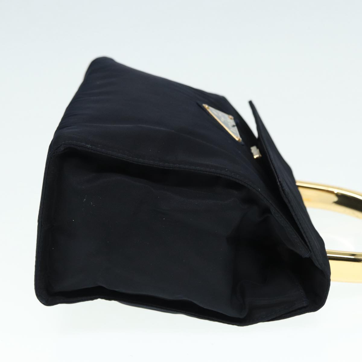 PRADA Hand Bag Nylon Navy Gold Auth