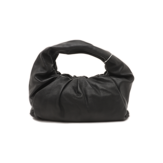 Bottega Veneta Pouch With Handle Large Black Calfskin Leather