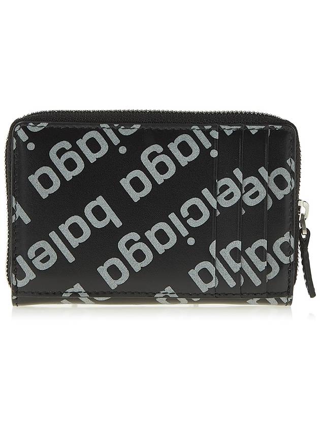 Luxury Balenciaga Trending 2026 All Over Logo Zip Around Half Wallet Black