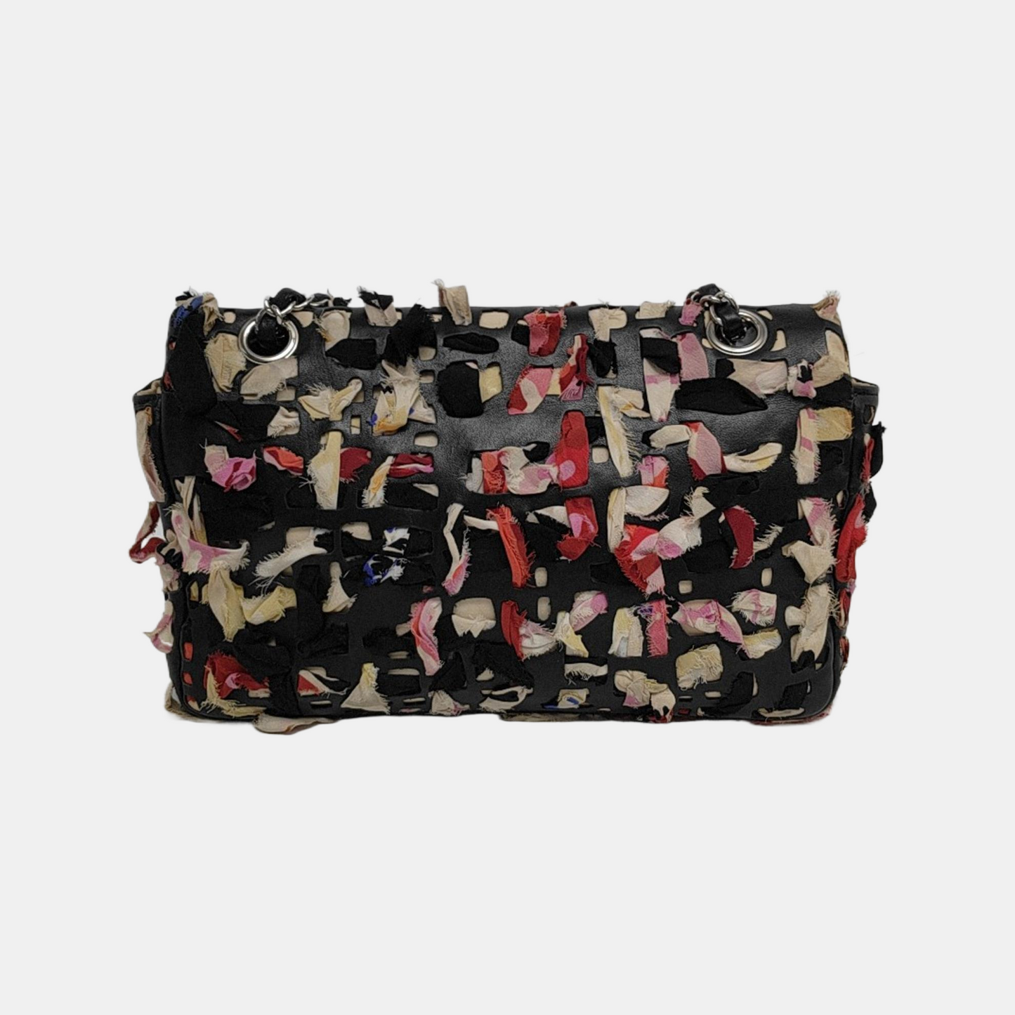 Chanel Ribbon and Leather Braided Medium Single Flap Bag Leather and Fabric