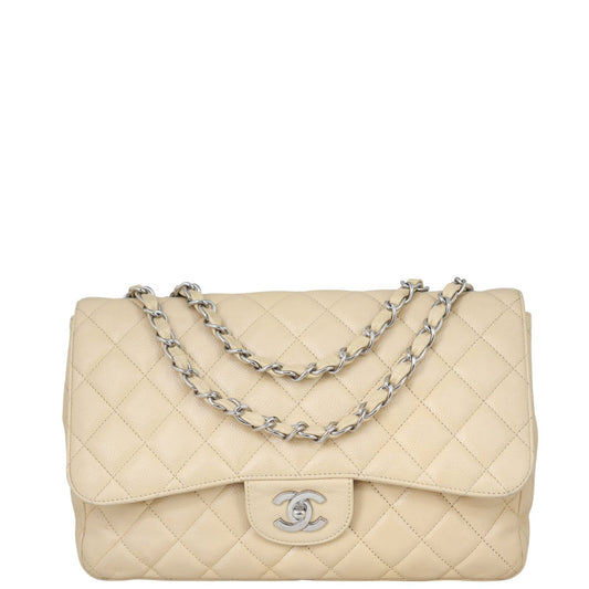 Chanel Classic Single Flap Jumbo | Beige Silver Hardware