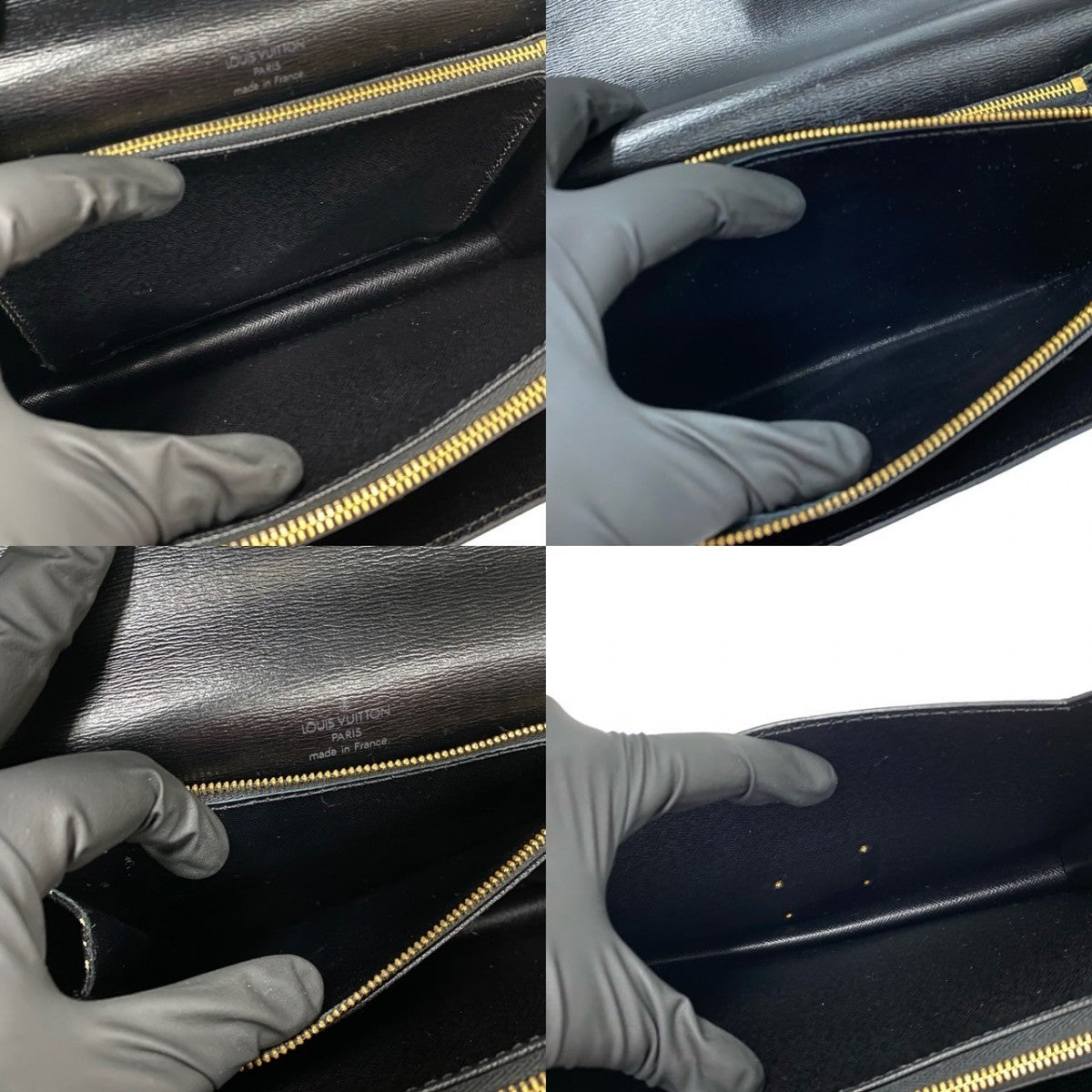 LOUIS VUITTON Handbag leather black Epi Concorde Women