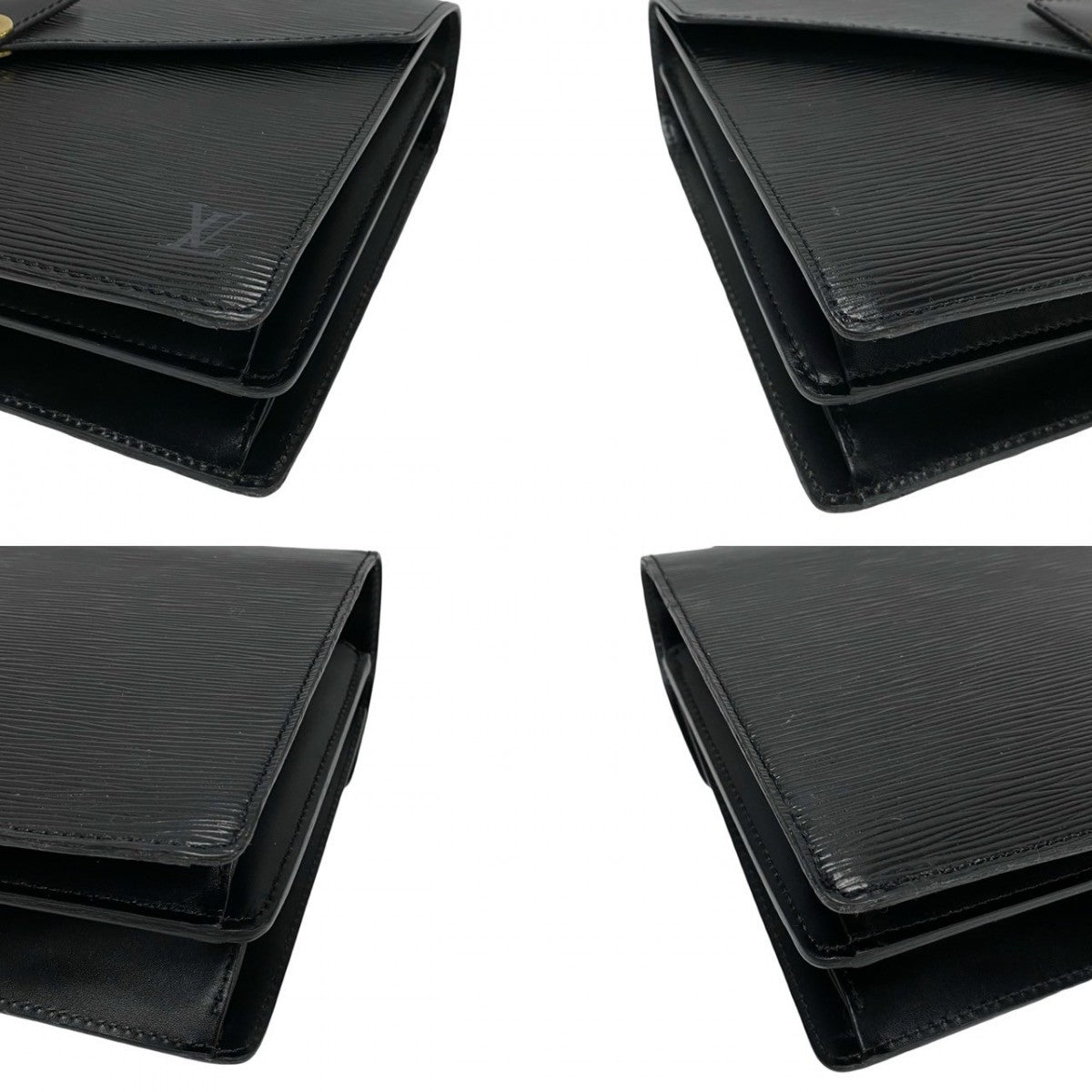 LOUIS VUITTON Handbag leather black Epi Concorde Women