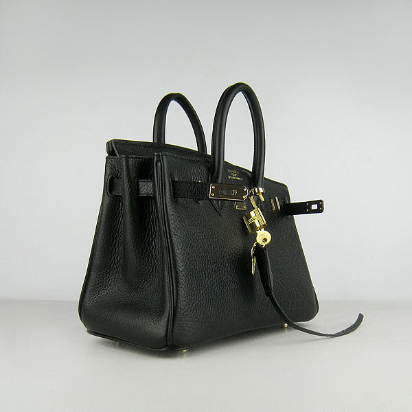 Luxury Hermes Birkin 25cm Handbag 6068 black golden