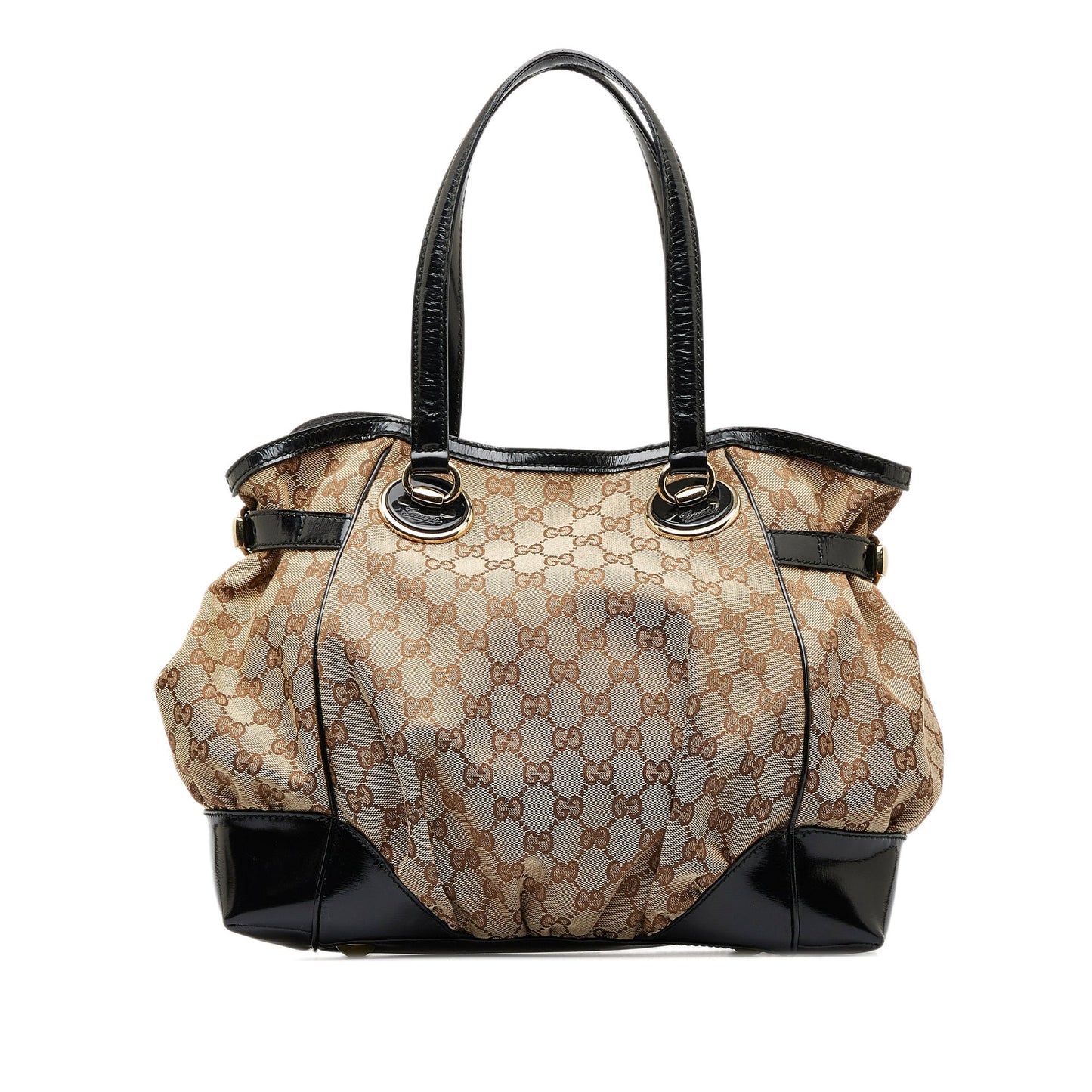 Gucci Brown Leather Canvas Tote Style 23