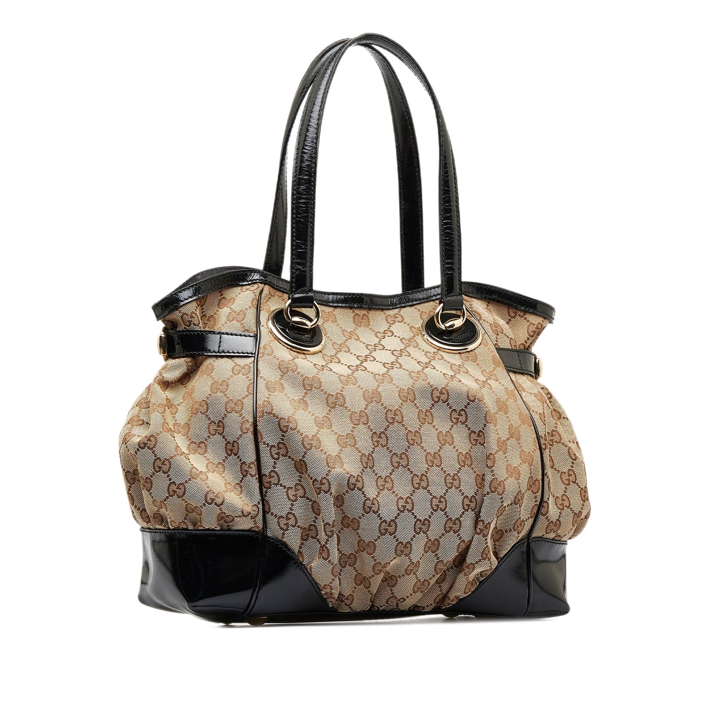 Gucci Brown Leather Canvas Tote Style 23