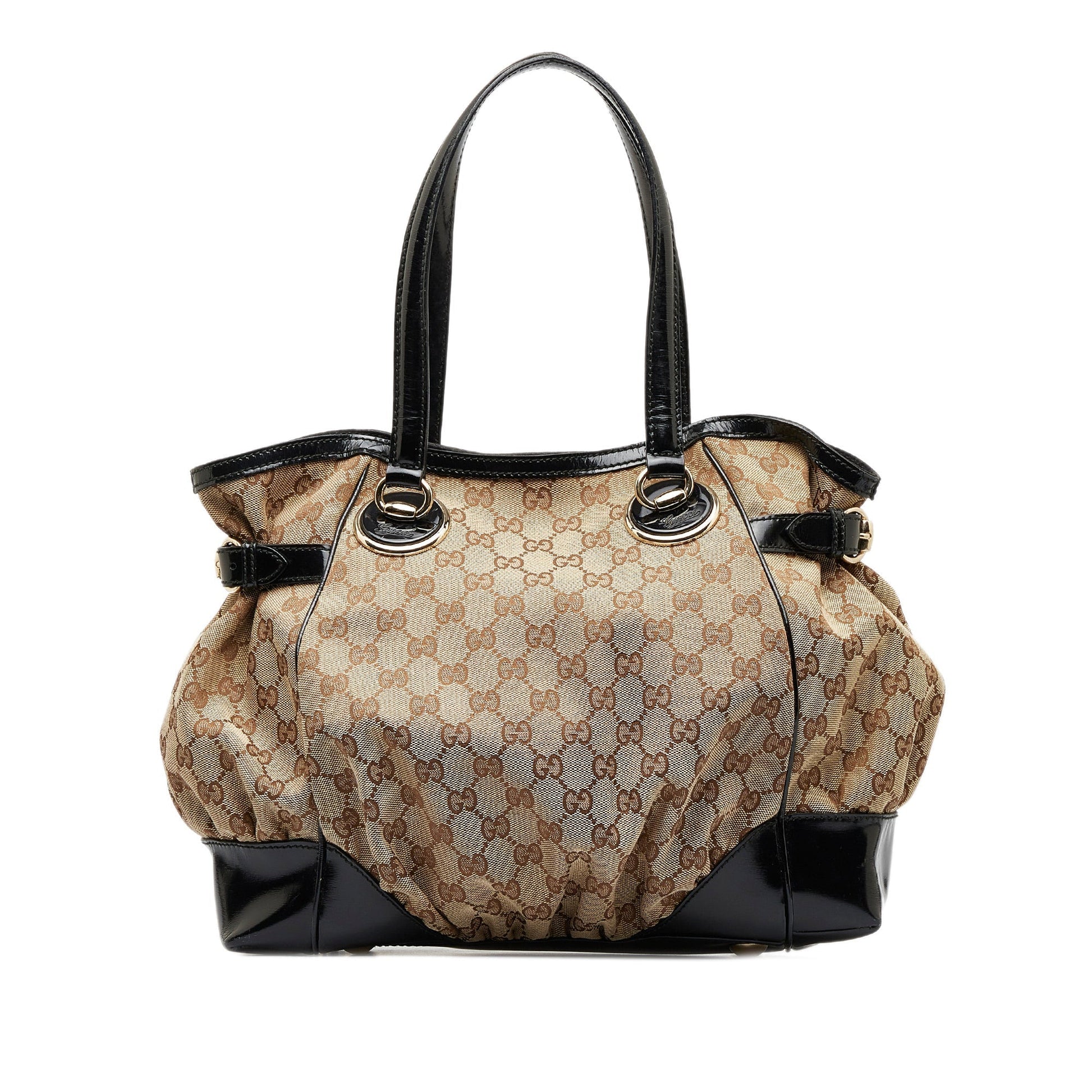Gucci Brown Leather Canvas Tote Style 23