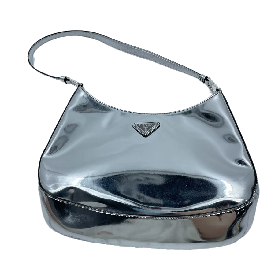 Prada Cleo Silver leather shoulder bag - Style 2