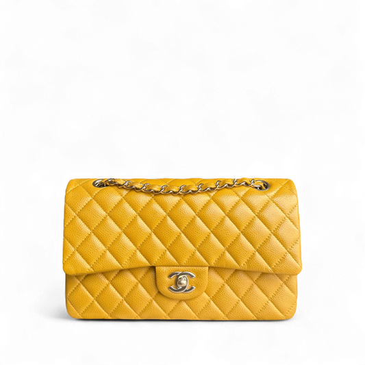 Chanel Classic Flap Medium - Caviar Quilted Grained Calfskin Mustard Gold Hardware Series 25