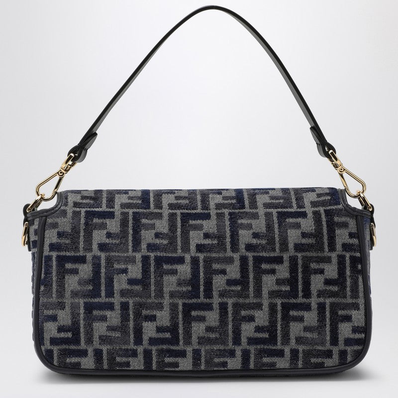 Fendi Ff Dark Blue Chenille Baguette Bag Women