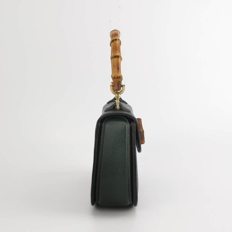 Gucci Bamboo 1947 Top Handle Bag Leather Small Dark Green