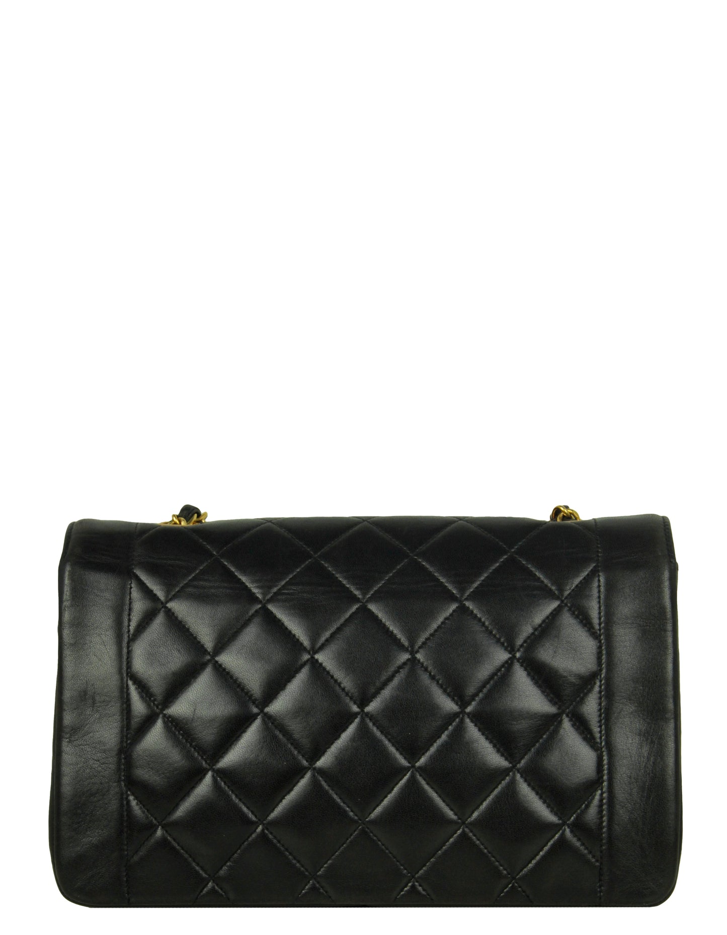 Chanel Black Lambskin Leather Quilted Medium Single Flap Diana Bag