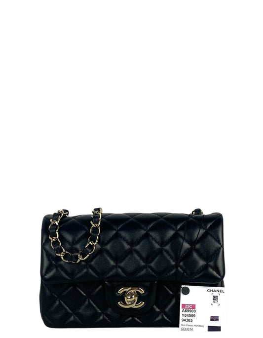 Chanel Black Lambskin Rectangular Mini Flap Bag