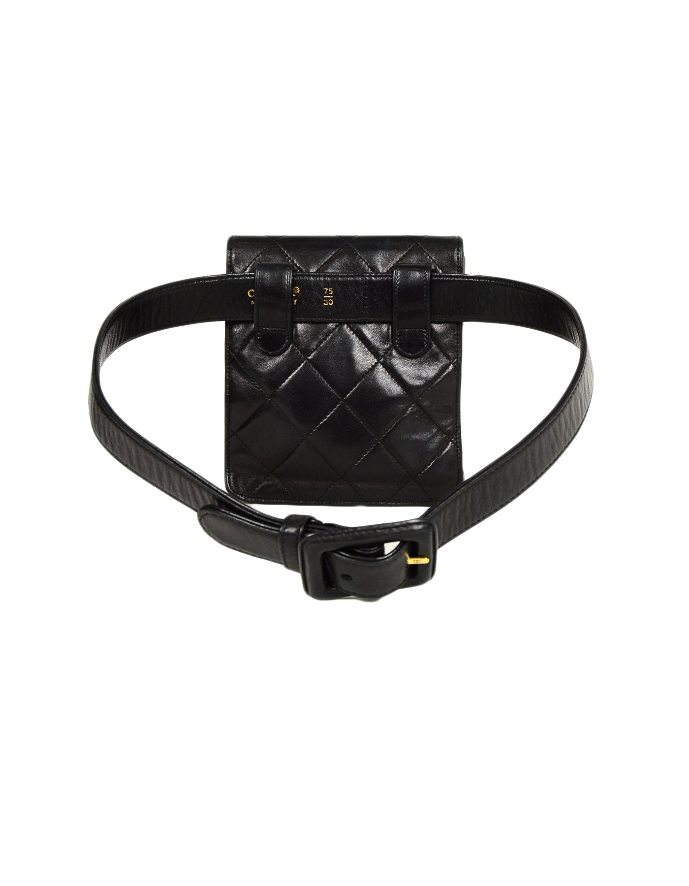 Chanel '90s Black Lambskin Quilted Belt Bag sz 75/30"
