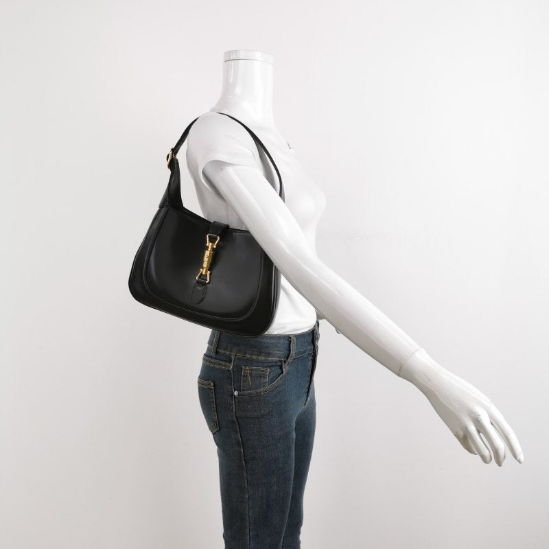Gucci Jackie 1961 Black Leather Bag Small with Adjustable Strap