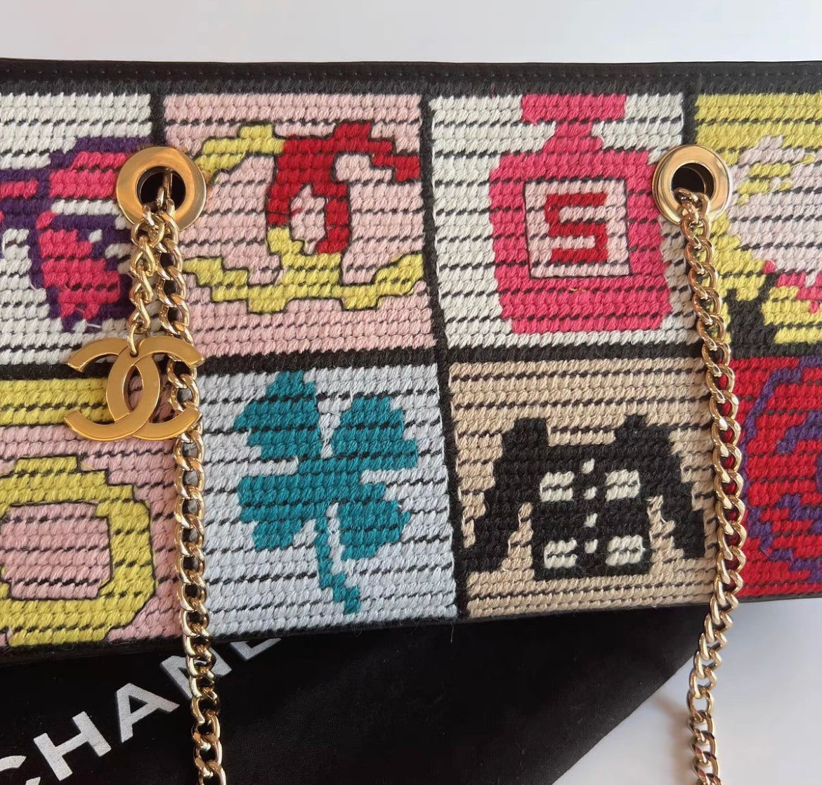Chanel Cross stitch shoulder bag