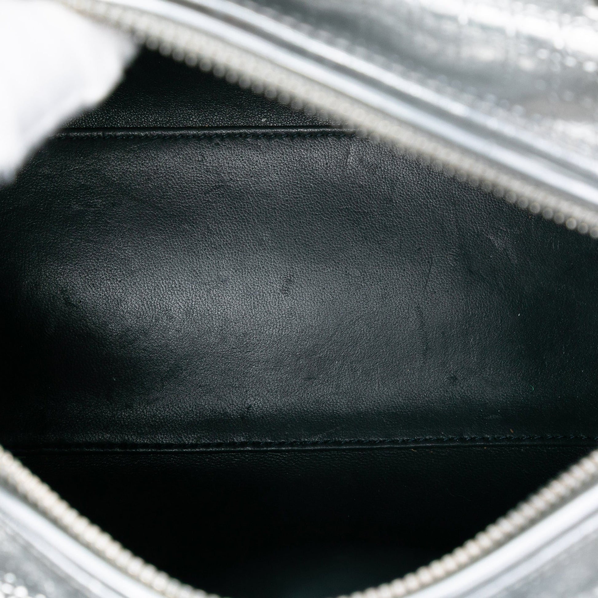 Silver Dior Medium Metallic Patent Microcannage Lady Dior Satchel