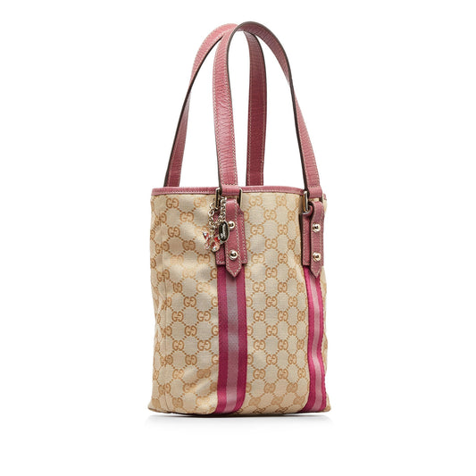 Gucci Brown Leather Canvas Tote Style 21