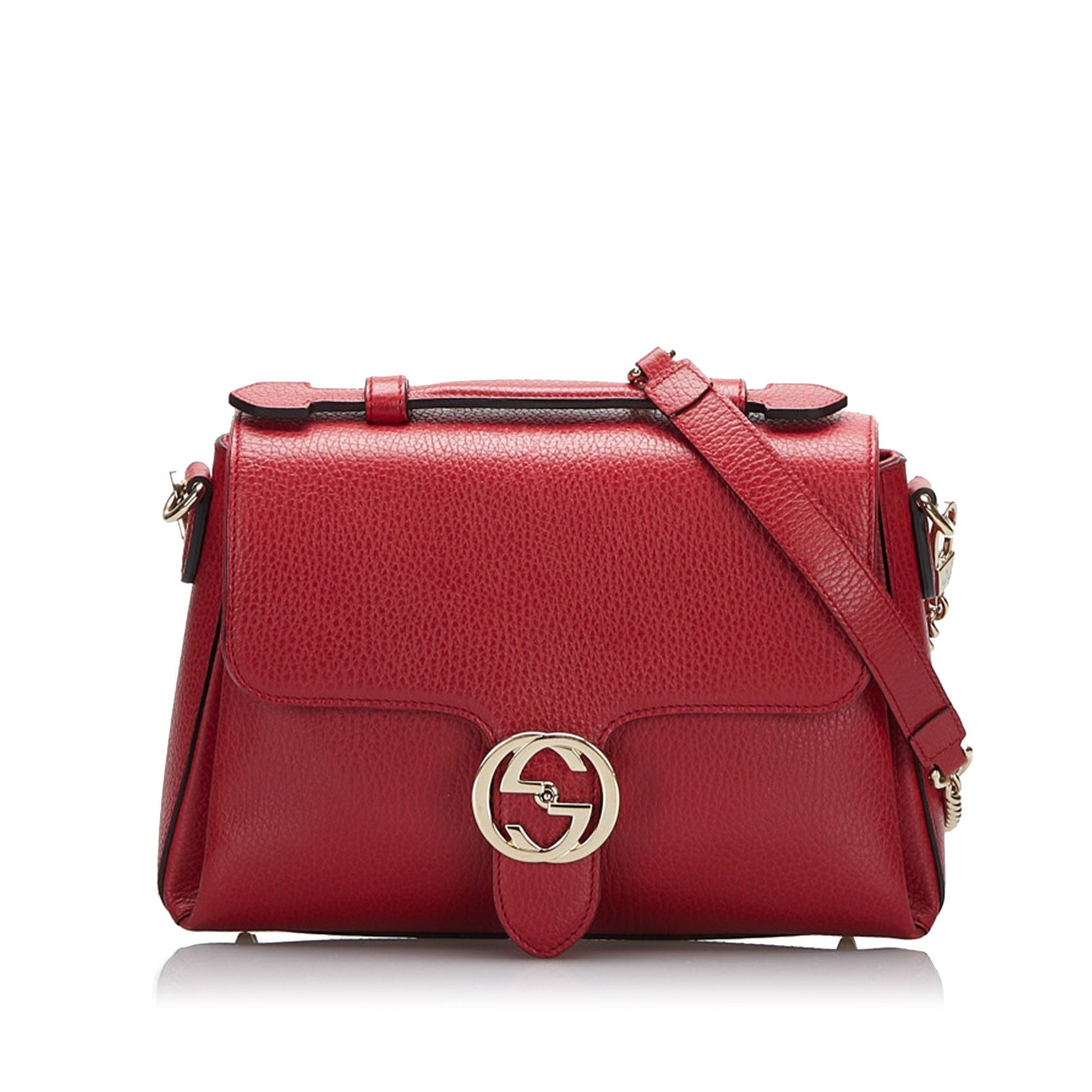 Gucci Interlocking G Red Leather Chain Shoulder Bag
