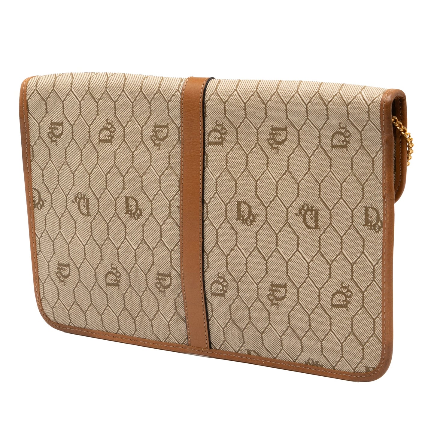 Brown Dior Honeycomb Coated Canvas Chain Crossbody
