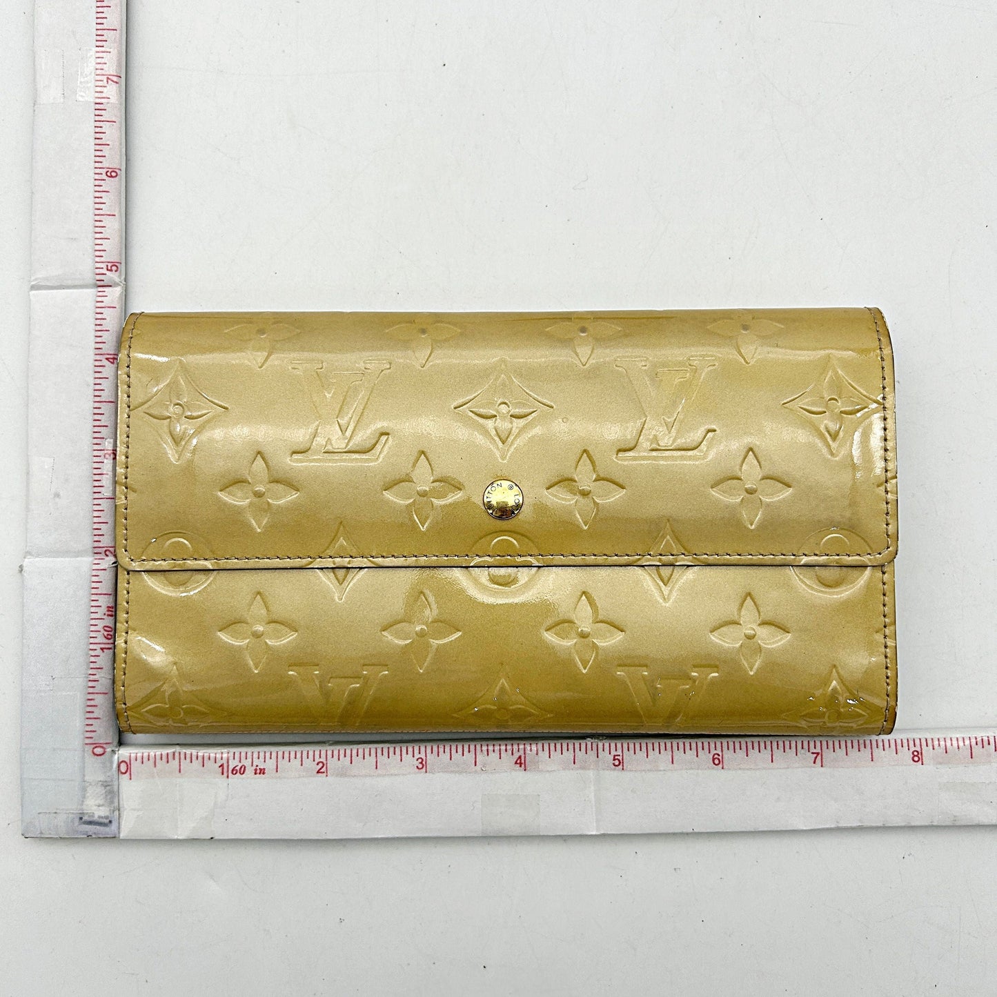 Louis vuitton Long Wallet Monogram Vernis Portefeuille Sarah Patent Leather Beige Women's lv8809bd