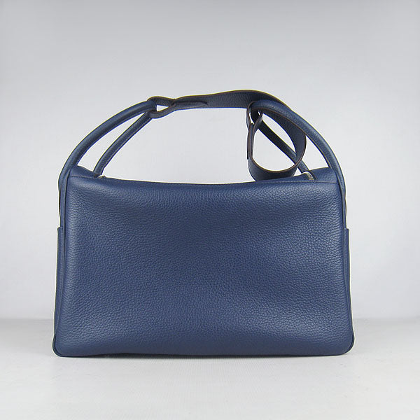 Luxury Hermes Lindy 34cm handbag 6208 dark blue Silver