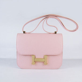 Luxury Hermes Constance Cowskin Leather Bag pink golden