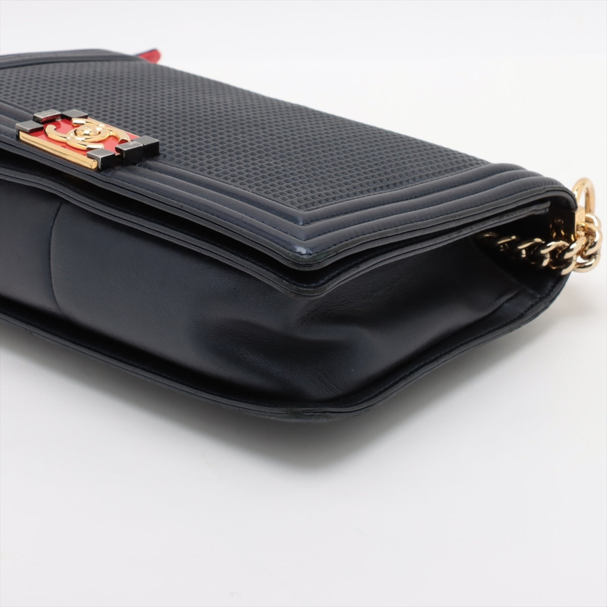 Chanel Boy Chanel Leather Chain Shoulder Bag Navy G 18th A92193