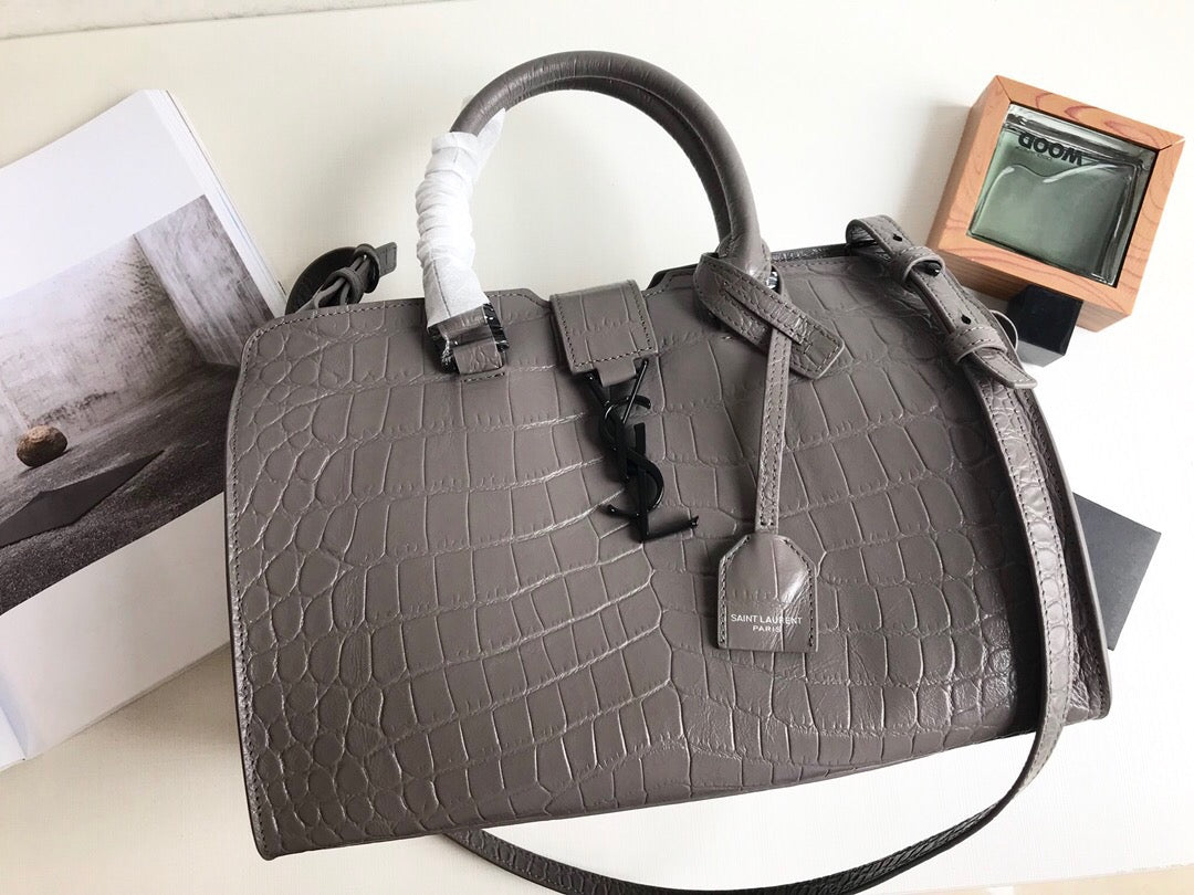 Yves Saint Laurent Monogram Cabas Small Gray Luxury Handbag