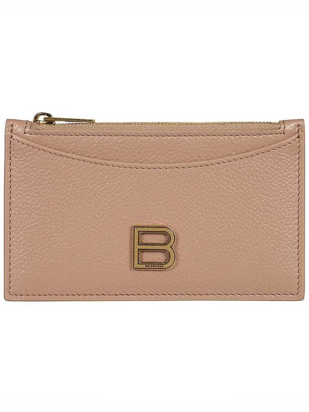 Luxury Balenciaga Trending 2026 Hourglass Gold B Logo Zipper Long Card Wallet Beige