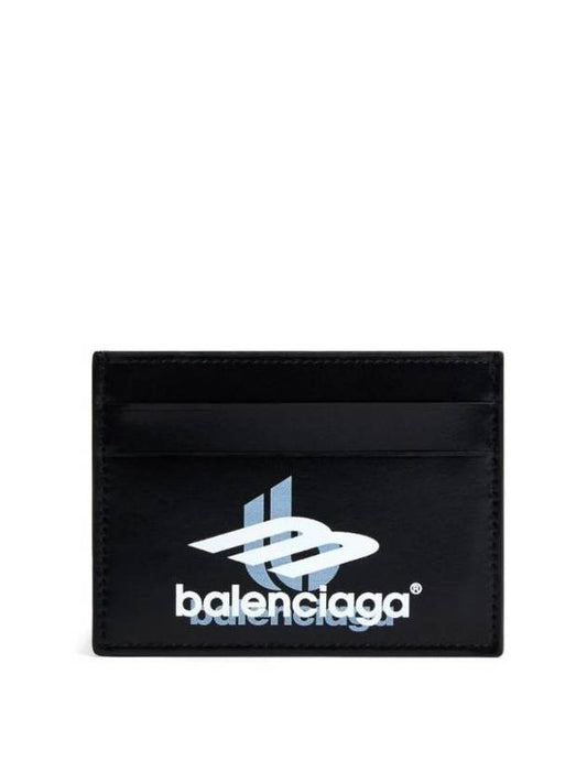 Luxury Balenciaga Trending 2026 Logo Print Leather Card Wallet Black