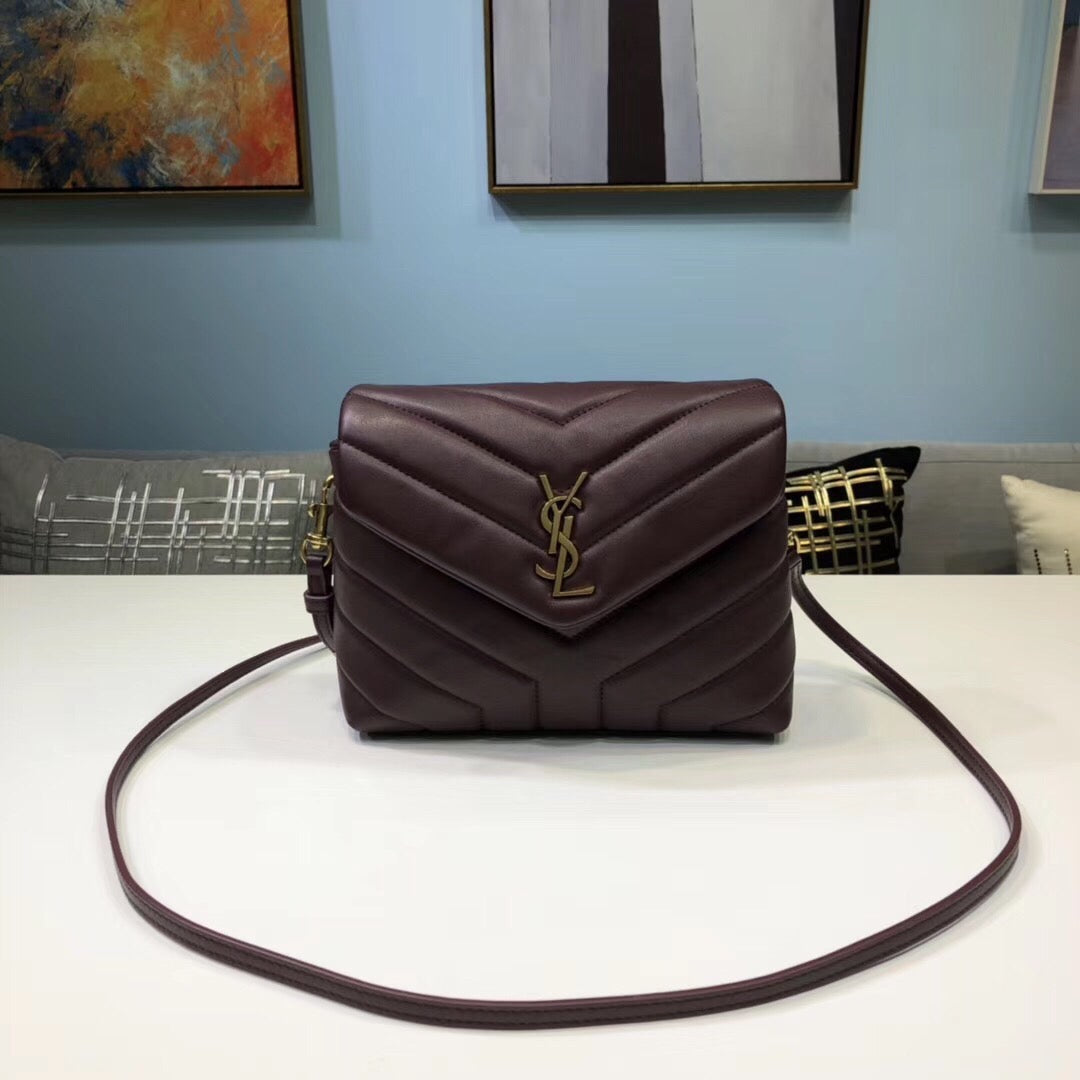 Yves Saint Laurent Loulou Mini Shoulder Bag Burgundy 7in/