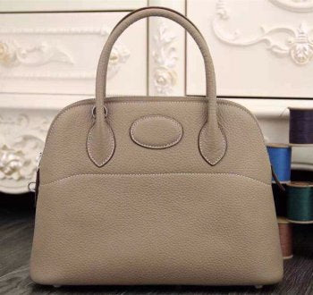 Luxury Hermes Bolide 31cm Togo Leather Light Grey Bag