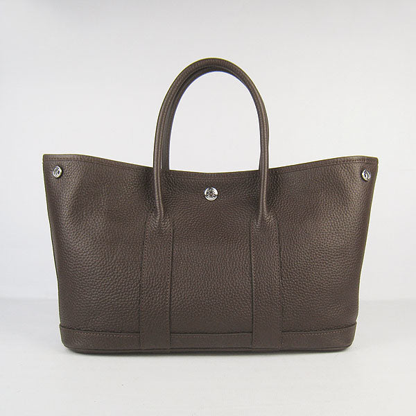 Luxury Hermes garden party handbag dark coffee