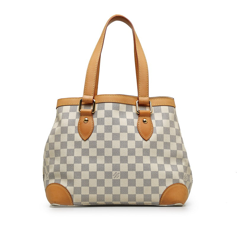 Louis Vuitton Damier Azur Hamsteed PM Handbag N51207 White PVC Leather Lady Louis Vuitton