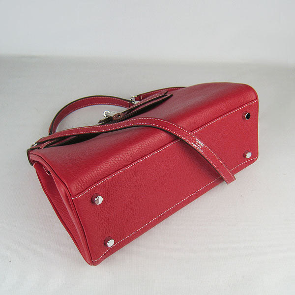 Luxury Hermes Kelly 32cm Togo Leather Handbag Red/Silver