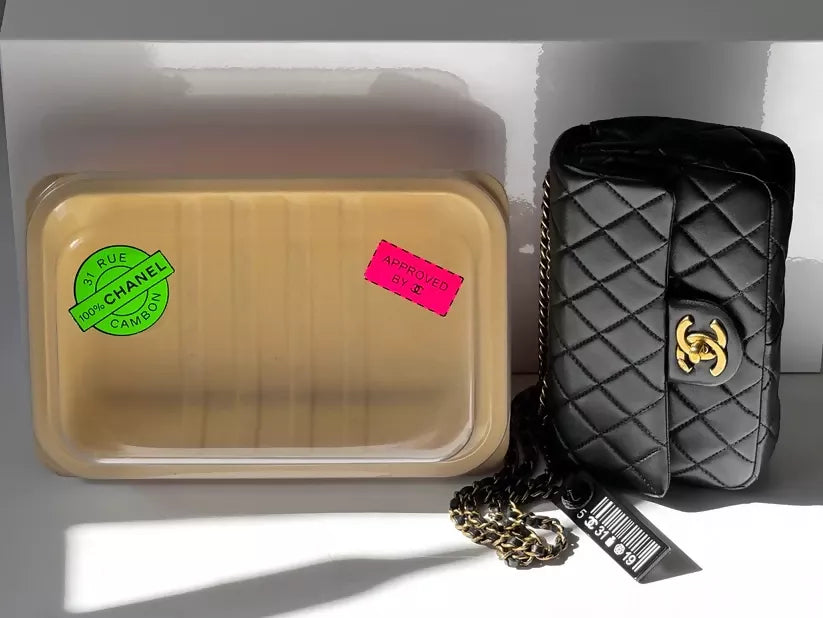 Chanel 2014 Black Lambskin MinaudiÃ¨re Meat Package  Flap Bag