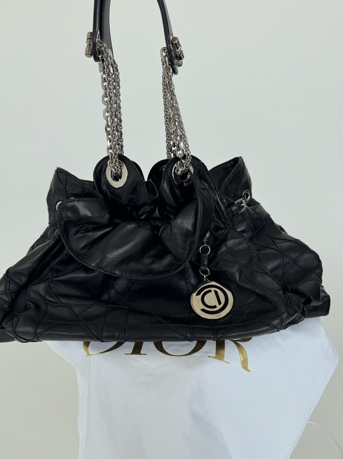 Christian Dior Black Cannage Leather Le Trente Shoulder Bag