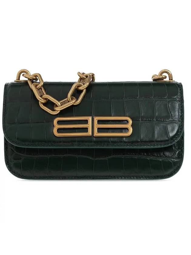Luxury Balenciaga Trending 2026 Crocker Leather Gossip Shoulder Bag Green